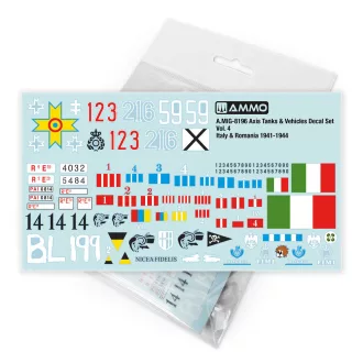   AMMO by MIG Jimenez - Axis Tanks & Vehicles Decal Set Vol. 4 - Italy & Romania 1941-1944 makettező kiegészítő