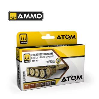   AMMO by MIG Jimenez - ATOM Tyres and Rubber Rusty Tracks Set festékszett 20 mL / db