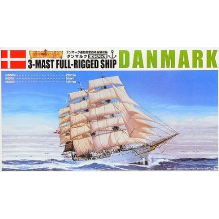 Aoshima 3-Mast Full-Rigged Ship Danmark makett