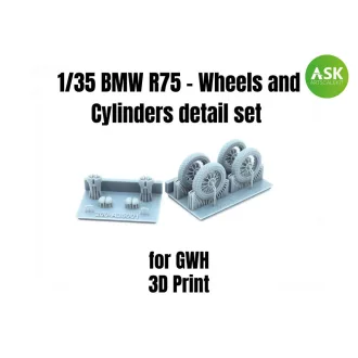  Art Scale Kit BMW R75 - Wheels and Cylinders detail set for Great Wall Hobby - kerék és motor feljavító készlet