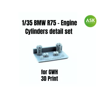   Art Scale Kit BMW R75 - Engine Cylinders detail set for Great Wall Hobby - motorhenger feljavító készlet
