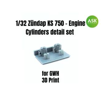   Art Scale Kit Zündap KS 750 - Engine Cylinders detail set for Great Wall Hobby - motorhenger feljavító készlet