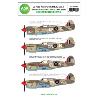   Art Scale Kit Curtiss Kittyhawk Mk.I / Mk.II Desert Harassers 1942-1944 part I - matricakészlet