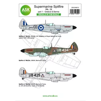   Art Scale Kit Spitfire Mk.IXc and Mk.IXe part 1 - Greece, Burma (limited edition) - matricakészlet