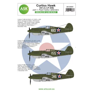   Art Scale Kit Curtiss Hawk 81-A-2 (P-40B) part 1 - Pearl Harbor defenders - matricakészlet