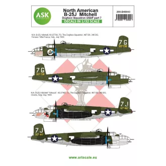   Art Scale Kit B-25J Mitchell part 7 - US Dogface Squadron, Yahoudi, Mediterranean area - matricakészlet