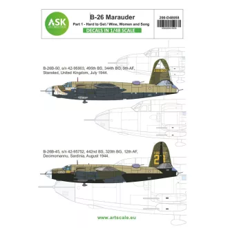   Art Scale Kit B-26B Marauder part 1 - Over Europe: Wine, Women and Song and Hard To Get - matricakészlet