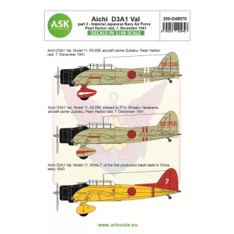   Art Scale Kit Aichi D3A1 Val part 2 - Pearl harbor raid, 7. December 1941 - matricakészlet