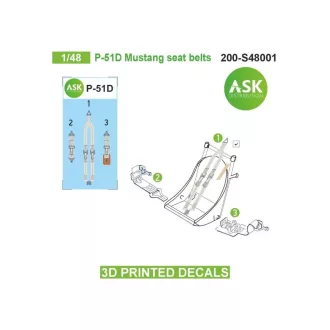   Art Scale Kit P-51D Mustang seat belts - 3D printed decals by ASK - 3D biztonságiöv-matrica