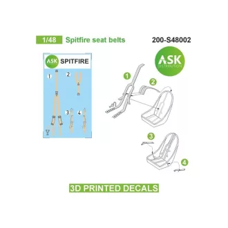   Art Scale Kit Spitfire seat belts - 3D printed decals by ASK - 3D biztonságiöv-matrica