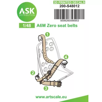   Art Scale Kit A6M Zero seat belts - 3D printed decals by ASK - 3D biztonságiöv-matrica