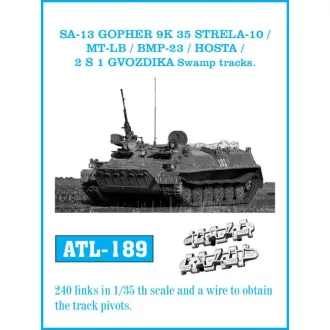   Friulmodel - SA-13 GOPHER 9 K 35 STRELA-10 / MT-LB / BMP-23 / HOSTA / 2 S 1 GVODZIKA Swamp tracks fém lánctalp