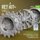 ResKit Merkava Mk.3 steel road wheels (12 pairs), track sprockets (2 pcs), idler wheels (2 pcs) for Meng/HobbyBoss kit (3D Printed)