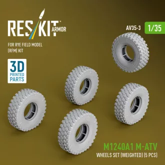   ResKit M1240A1 M-ATV wheels set (weighted) (5 pcs) for Rye Field Model (RFM) kit (3D Printed)