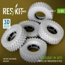ResKit M1240A1 M-ATV wheels set (weighted) (5 pcs) for Rye Field Model (RFM) kit (3D Printed)
