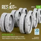 ResKit Merkava Mk.3 damaged rubber bandage wheels (12 pairs), track sprockets (2 pcs), idler wheels (2 pcs) for Meng/HobbyBoss kit (3D Printed)
