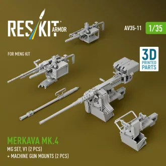   ResKit Merkava Mk.4 MG set, V.1 (2 pcs) + Machine gun mounts (2 pcs) (3D Printed) for Meng