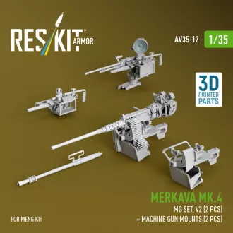   ResKit Merkava Mk.4 MG set, V.2 (2 pcs) + Machine gun mounts (2 pcs) (3D Printed) for Meng