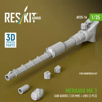   ResKit Merkava Mk.3 gun barrel (120 mm) + LWS (2 pcs) for HobbyBoss Kit (3D Printed)