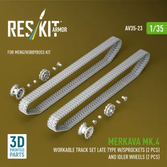   ResKit Merkava Mk.4 Workable track set late type w/Sprockets (2 pcs) and idler wheels (2 pcs) (3D Printed) for Meng / Hobby Boss