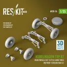 ResKit Kubelwagen typ.82 road wheels set (5 pcs) sand tires w/front torsion bar V.2 (3D Printed) for Meng / Dragon / Tamiya