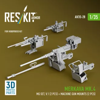   ResKit Merkava Mk.4 MG set, V.1 (2 pcs) + Machine gun mounts (2 pcs) (3D Printed) for Hobby Boss