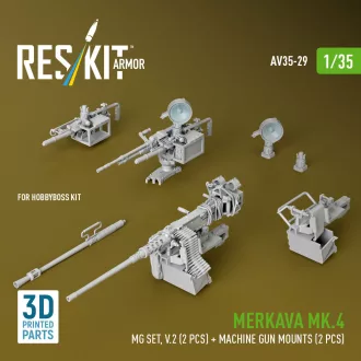   ResKit Merkava Mk.4 MG set, V.2 (2 pcs) + Machine gun mounts (2 pcs) (3D Printed) for Hobby Boss