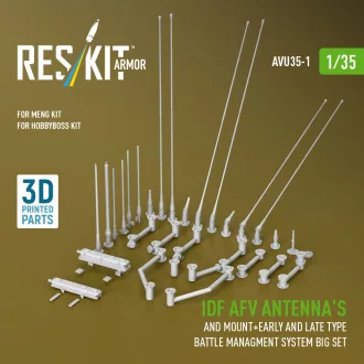   ResKit IDF AFV antenna's and mount+early and late type battle managment system big set (3D Printed)