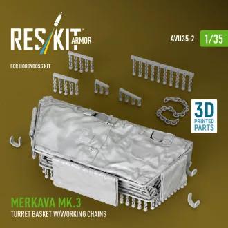   ResKit Merkava Mk.3 turret basket w/working chains for HobbyBoss kit (3D Printed)