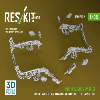   ResKit Merkava Mk.3 front and rear towing horns with chains for Meng/Hobby Boss kit (3D Printed)