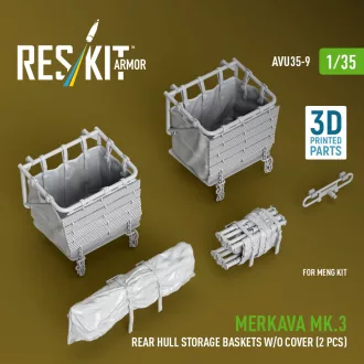   ResKit Merkava Mk.3 rear hull storage baskets w/o cover (2 pcs) for Meng kit (3D Printed)