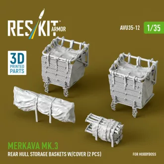   ResKit Merkava Mk.3 rear hull storage baskets w/cover (2 pcs) for HobbyBoss kit (3D Printed)