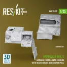 ResKit Merkava Mk.3 damaged front & rear fenders with rear storage boxes (open pos.) for Meng kit (3D Printed)