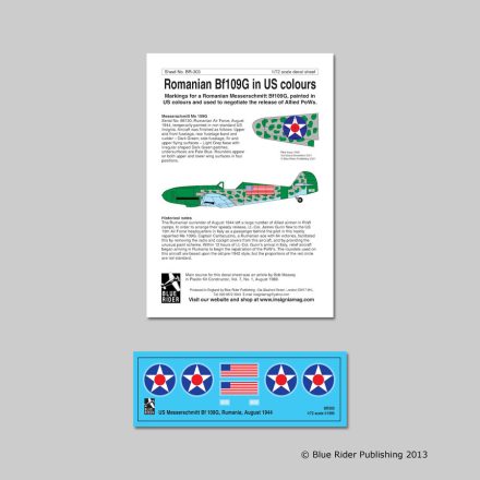 Blue Rider Publishing US Bf-109G (Romania) matrica