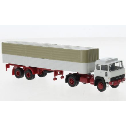 BREKINA Magirus 310 D 16 PP-trailer truck, light grey/dark red, 1974