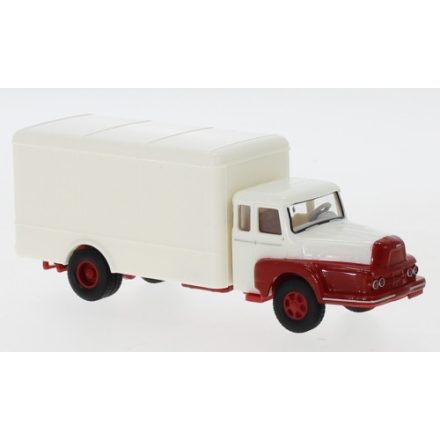 BREKINA Unic to 122 box-wagon, white/red, 1957