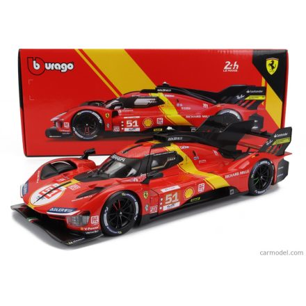 Burago FERRARI 499P 3.0L TURBO V6 TEAM FERRARI AF CORSE N 51 WINNER 24h LE MANS 2023 ALESSANDRO PIER GUIDI - JAMES CALADO - ANTONIO GIOVINAZZI