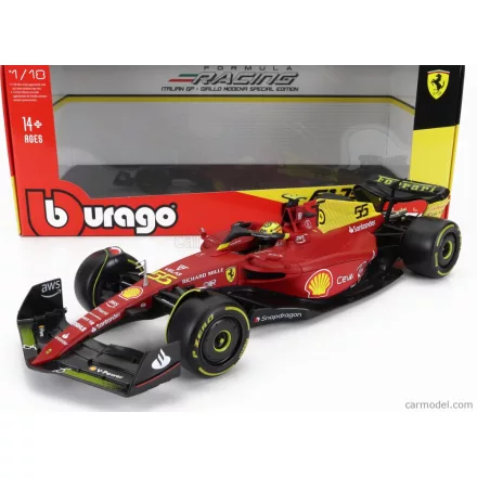 Burago FERRARI F1-75 SCUDERIA FERRARI N 55 4th MONZA GP ITALY 2022 CARLOS SAINZ