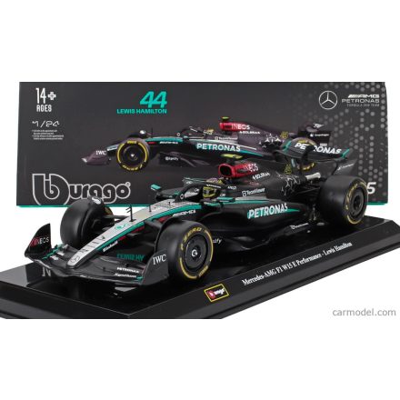 Burago MERCEDES GP F1 W15 EQ PERFORMANCE TEAM AMG PETRONAS MOTORSPORT N 44 SEASON 2024 LEWIS HAMILTON - WITH PILOT AND SHOWCASE