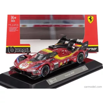   Burago FERRARI 499P 3.0L TURBO V6 TEAM FERRARI AF CORSE N 51 3rd 24h LE MANS 2025 ALESSANDRO PIER GUIDI - JAMES CALADO - ANTONIO GIOVINAZZI - WITH SHOWCASE