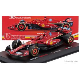   Burago FERRARI F1 SF-24 TEAM SCUDERIA FERRARI N 16 WINNER MONACO GP 2024 CHARLES LECLERC - WITH PILOT AND SHOWCASE