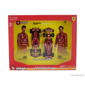   Burago FERRARI SET F1 2X SF-24 TEAM SCUDERIA FERRARI N 16 SEASON 2024 CHARLES LECLERC + N 55 CARLOS SAINZ