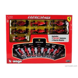   Burago FERRARI SET F1 7X TEAM SCUDERIA FERRARI N 5 2019 SEBASTIAN VETTEL - SF1000 N 16 2020 - SF21 N 16 SEASON 2021 - SF-75 N 55 2022 - SF-23 N 55 2023 - SF-24 N 16 2024 CHARLES LECLERC + N 55 CARLOS SAINZ