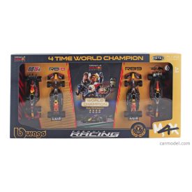   Burago Red Bull SET F1 4X - 4 TIME WORLD CHAMPION - RB16B N 33 SEASON 2021 - RB18 N 1 SEASON 2022 - RB19 N 1 SEASON 2023 - RB20 N 1 SEASON 2024 MAX VERSTAPPEN
