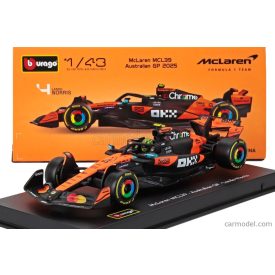   Burago McLAREN F1 MCL39 TEAM MCLAREN N 4 WORLD CHAMPION SEASON 2025 LANDO NORRIS - WITH PILOT AND SHOWCASE