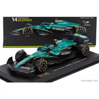   BURAGO ASTON MARTIN F1 AMR25 TEAM ARAMCO COGNIZANT N 14 SEASON 2025 FERNANDO ALONSO - WITH PILOT AND SHOWCASE