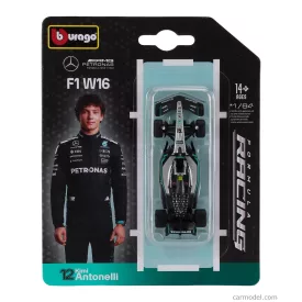   Burago MERCEDES F1 W16 TEAM AMG PETRONAS MOTORSPORT N 12 SEASON 2025 ANDREA KIMI ANTONELLI