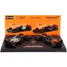 Burago McLAREN SET F1 2X MCL39 TEAM MCLAREN N 4 WORLD CHAMPION SEASON 2025 LANDO NORRIS + WINNER BRITISH GP 2025 - CON VETRINA - WITH SHOWCASE