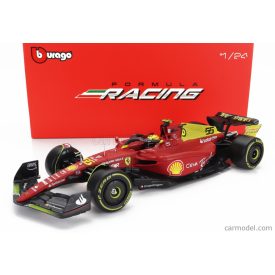   BURAGO - FERRARI F1-75 SCUDERIA FERRARI N 55 4th MONZA GP ITALY 2022 CARLOS SAINZ - WITH PILOT AND SHOWCASE - EXCLUSIVE CARMODEL