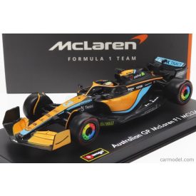   Burago McLAREN F1 MCL36 MERCEDES TEAM MCLAREN N 3 AUSTRALIAN GP 2022 DANIEL RICCIARDO - WITH HELMET AND PLASTIC SHOWCASE